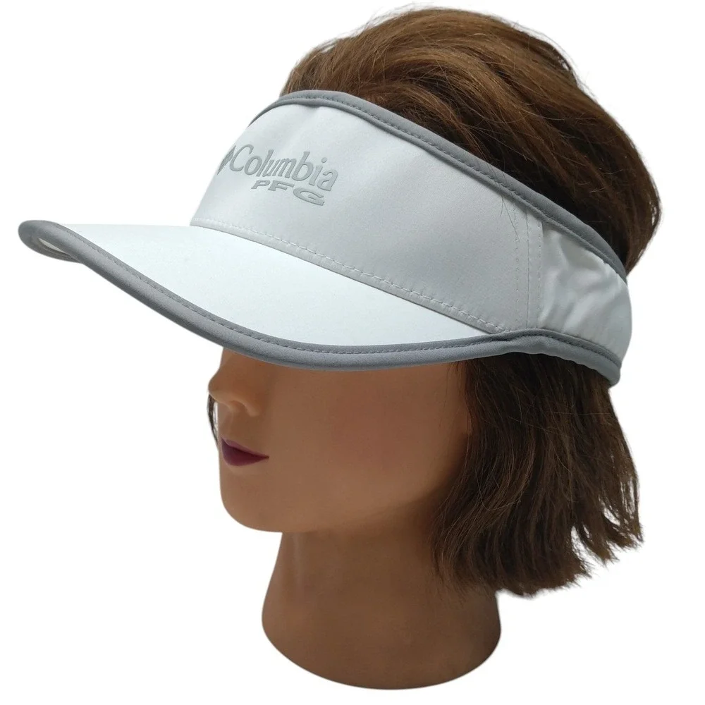 Columbia PFG Flexfit 110 Visor White Grey Performance Fishing Gear Hat